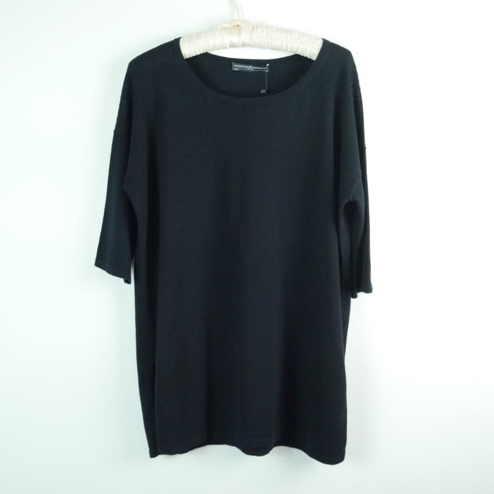 Peruvian Connection Reade Street Tunic Black Pima Cotton Knit Top Small NWT